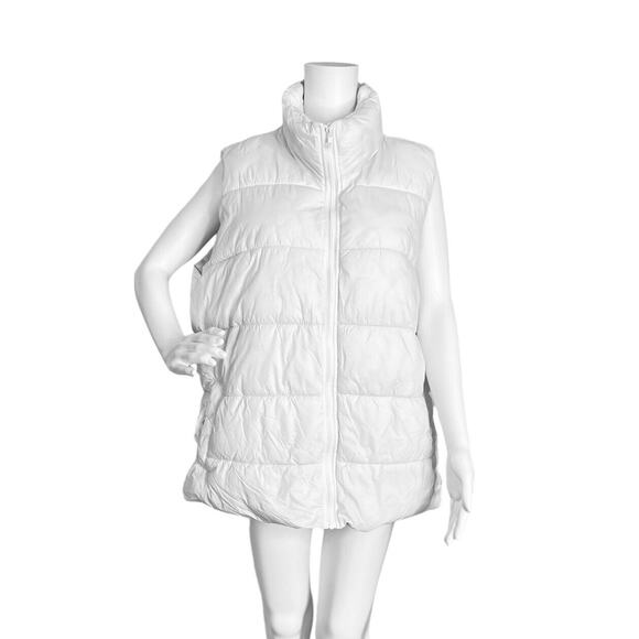 Old Navy Vest Womens XXL White Zip Puffer Snap Pockets School outdoors layer - Picture 1 of 10